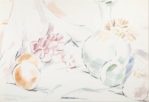 Still Life with Bottle and Fruit Watercolor | Charles Blaze Vukovich,{{product.type}}