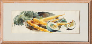 Still Life with Carrots Watercolor | Eve Nethercott,{{product.type}}