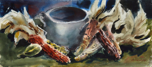 Still Life with Corn (P6.31) Watercolor | Eve Nethercott,{{product.type}}