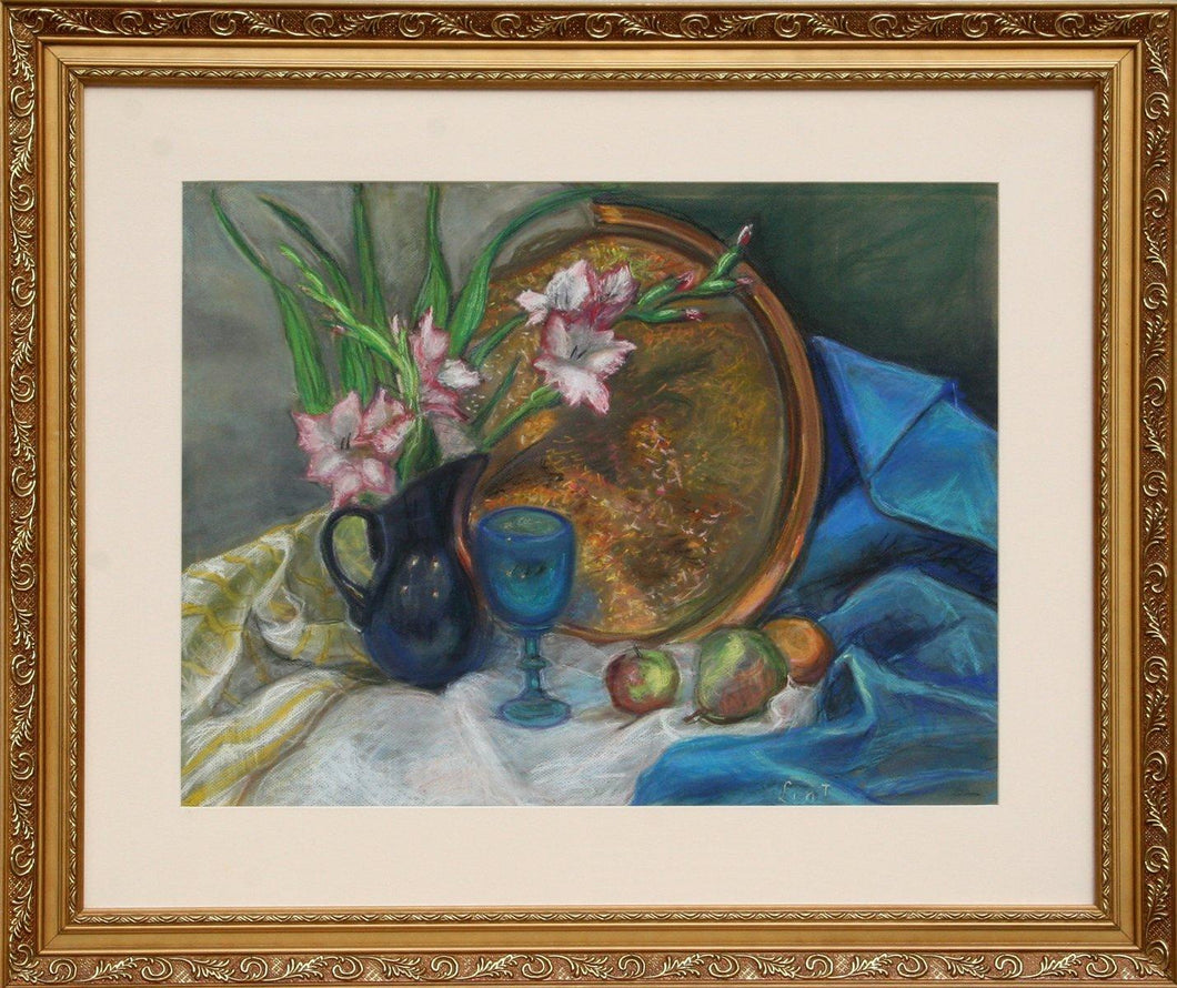 Still Life with Flowers and Copper Platter Pastel | Adela Smith Lintelmann,{{product.type}}