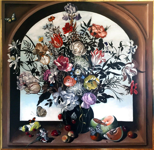 Still Life with Flowers and Melon Oil | Unknown Artist,{{product.type}}