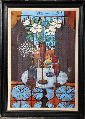 Still Life with Flowers, Fruit and Cup Oil | Gerard Sebastian,{{product.type}}