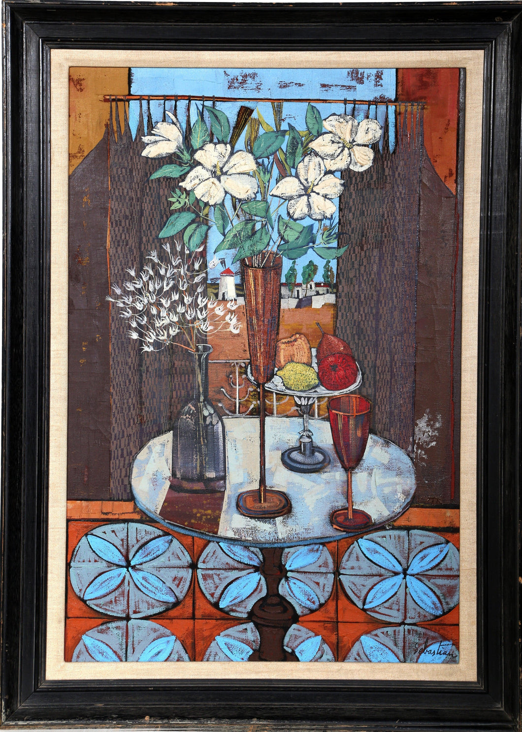 Still Life with Flowers, Fruit and Cup Oil | Gerard Sebastian,{{product.type}}
