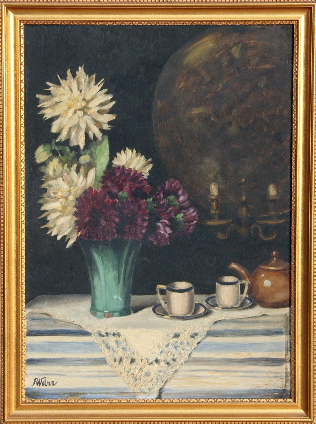 Still Life with Flowers Oil | F. Weber,{{product.type}}