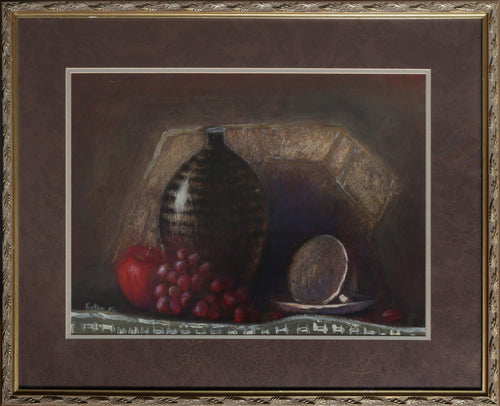 Still Life with Fruit and Jug Pastel | Unknown Artist,{{product.type}}