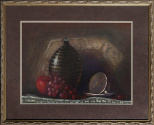 Still Life with Fruit and Jug Pastel | Unknown Artist,{{product.type}}