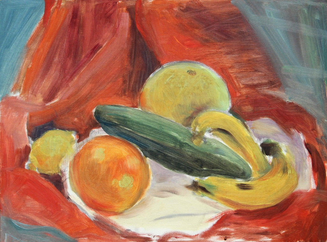 Still Life with Fruit and Vegetables Oil | Eve Nethercott,{{product.type}}