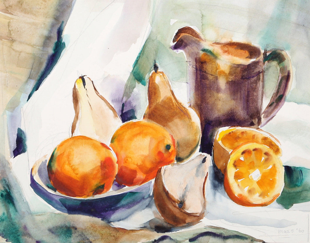 Still Life with Fruit (P3.17) Watercolor | Eve Nethercott,{{product.type}}
