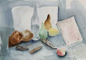 Still Life with Harvest Corn Watercolor | Harold Wallerstein,{{product.type}}