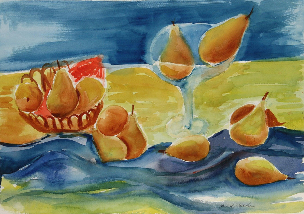 Still Life with Pears Watercolor | Harold Wallerstein,{{product.type}}