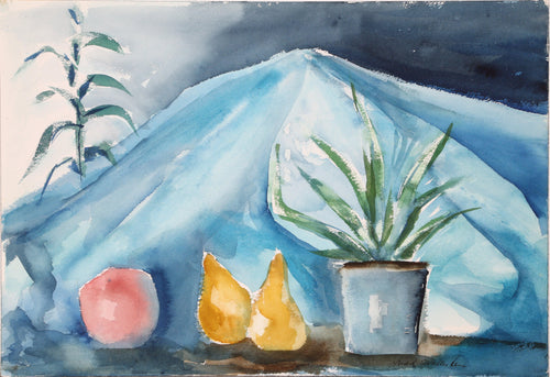 Still Life with Pears Watercolor | Harold Wallerstein,{{product.type}}