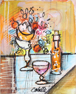 Still Life with Wine and Flowers 3 Acrylic | Charles Cobelle,{{product.type}}