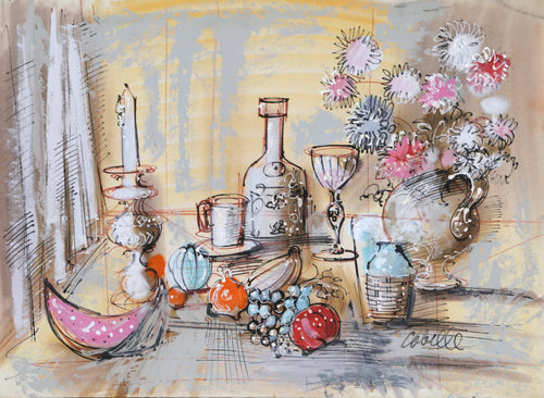Still Life with Wine and Fruit 1 Acrylic | Charles Cobelle,{{product.type}}