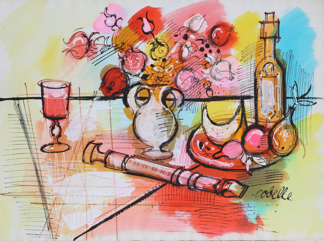 Still Life with Wine and Recorder Acrylic | Charles Cobelle,{{product.type}}