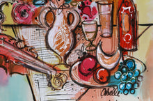 Still Life with Wine and Violin 1 Acrylic | Charles Cobelle,{{product.type}}