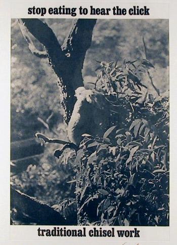 Stop eating to hear the click Etching | Les Levine,{{product.type}}