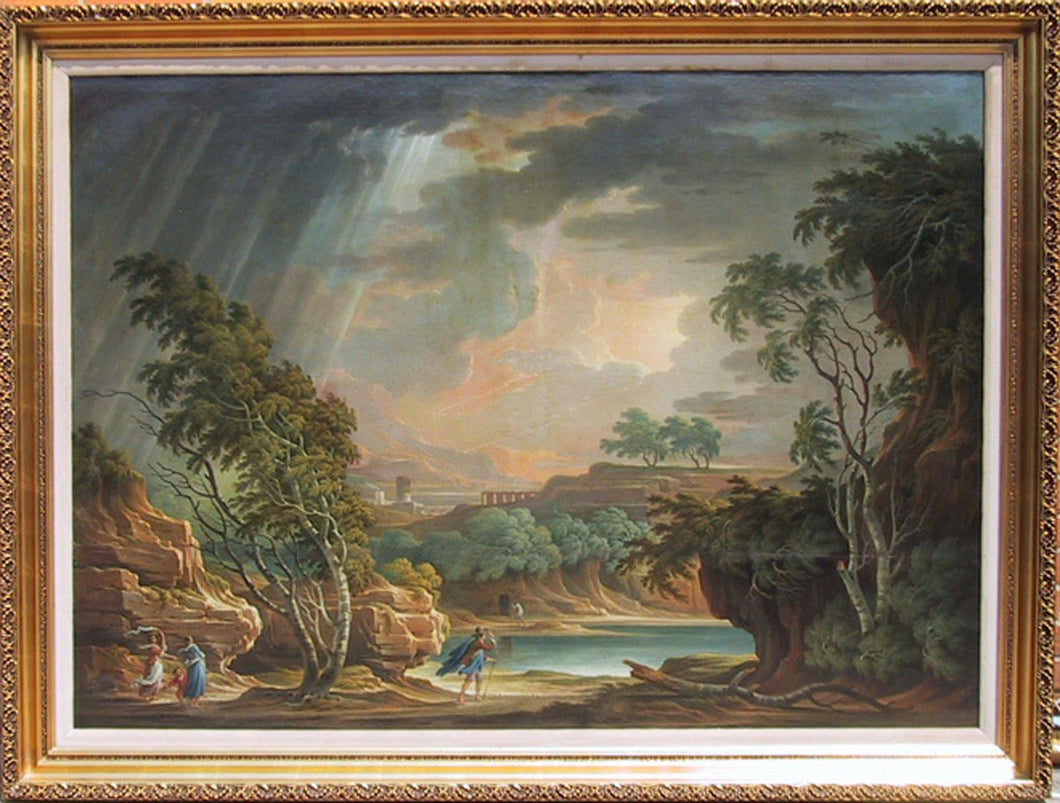 Stormy Italian Landscape with Figures Oil | Adolf Friedrich Harper,{{product.type}}
