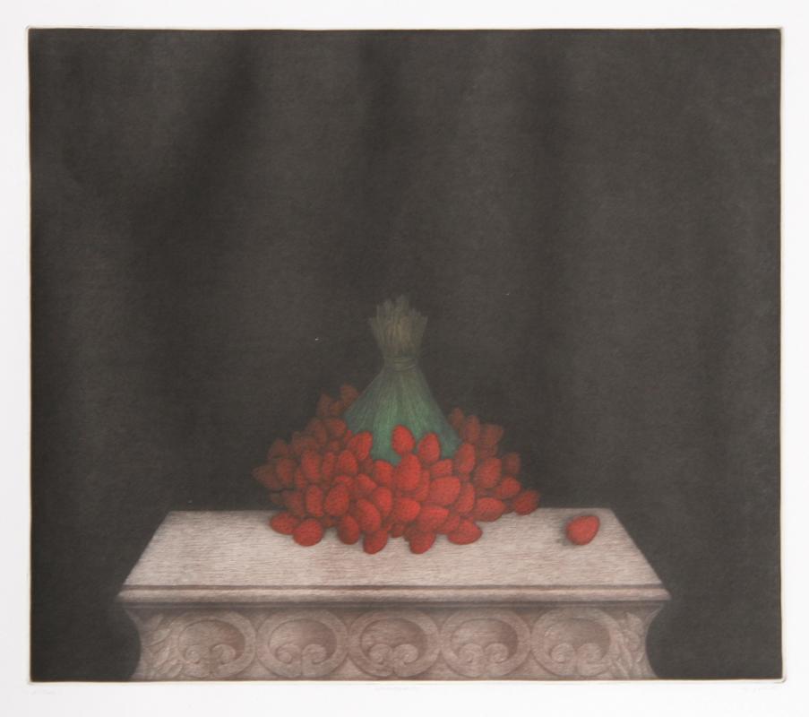 Strawberries and Asparagus Etching | Tomoe Yokoi,{{product.type}}