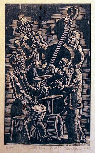 Street Corner Quartet Woodcut | Robert Lederman,{{product.type}}
