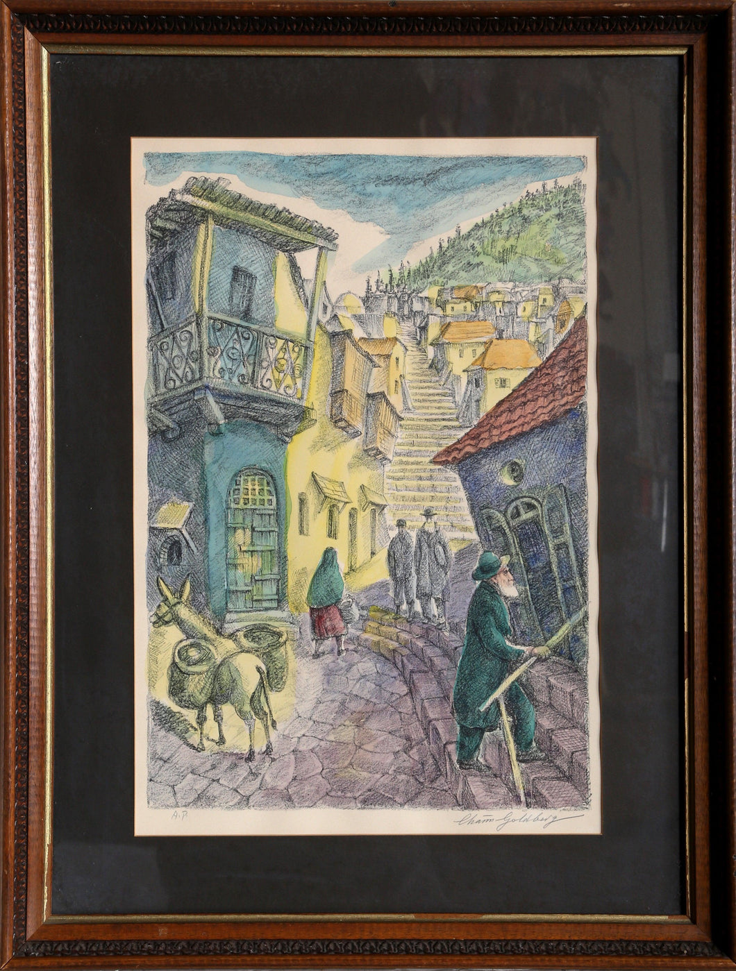 Street in Israel Lithograph | Chaim Goldberg,{{product.type}}