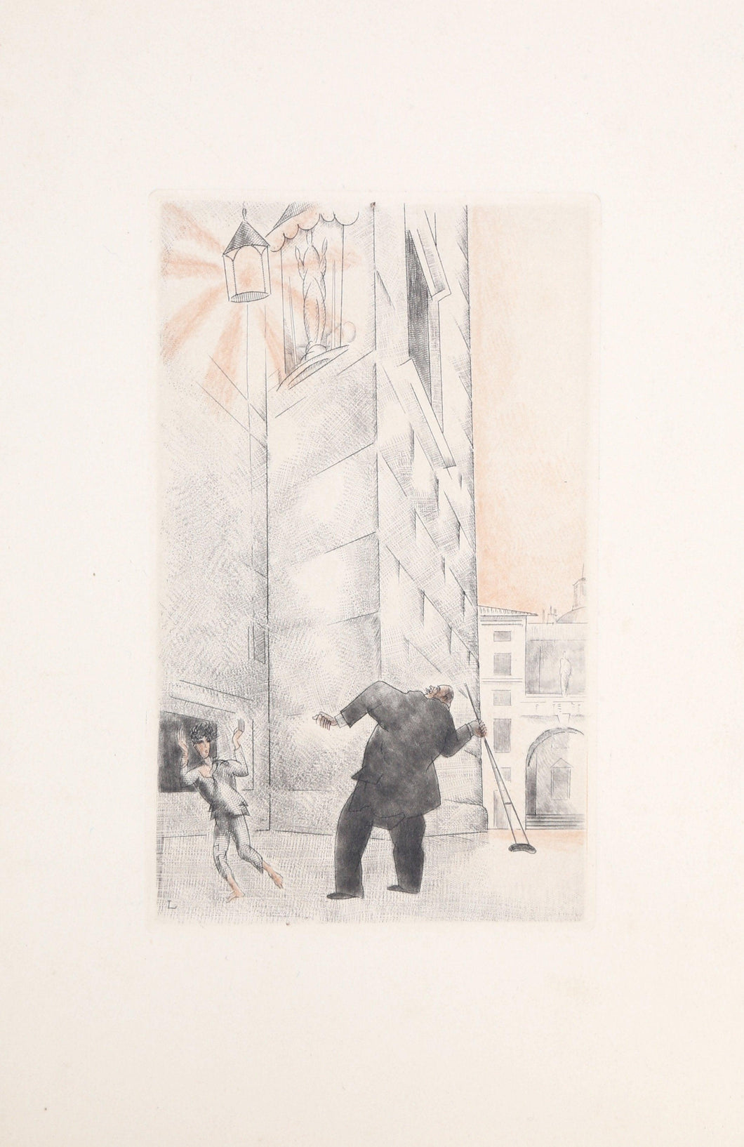 Street Light Scene with Crutch Etching | Jean-Emile Laboureur,{{product.type}}