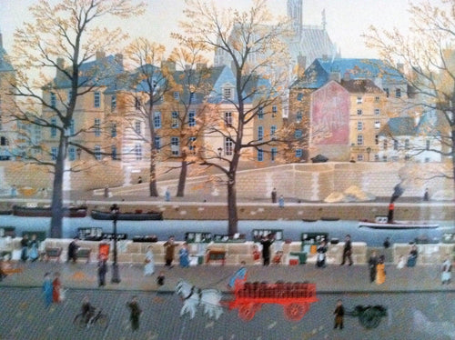 Street Scene - Left Bank of Paris Lithograph | Michel Delacroix,{{product.type}}