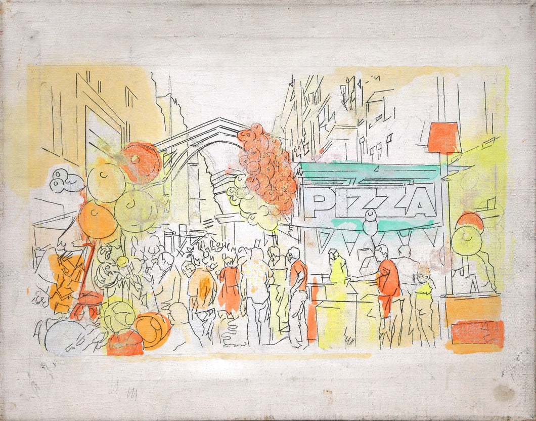 Street Scene, Pizza Vendor oil | Unknown Artist,{{product.type}}