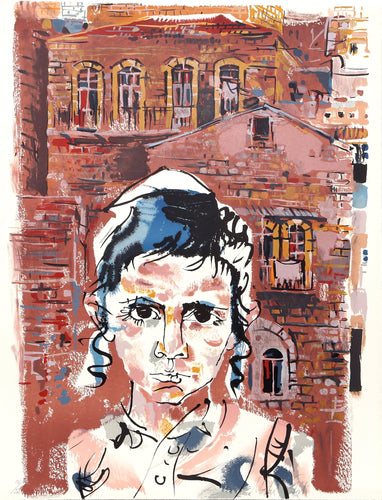 Student at Yeshiva from People in Israel Lithograph | Moshe Gat,{{product.type}}