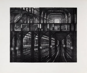 Subway Station Lithograph | August Mosca,{{product.type}}
