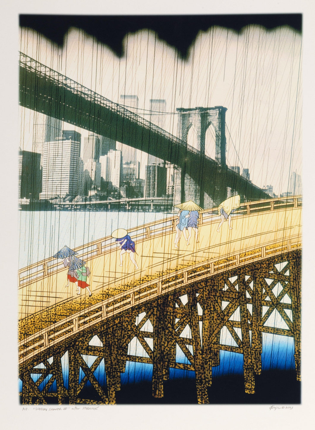 Sudden Shower II, after Hiroshige Digital | Michael Knigin,{{product.type}}