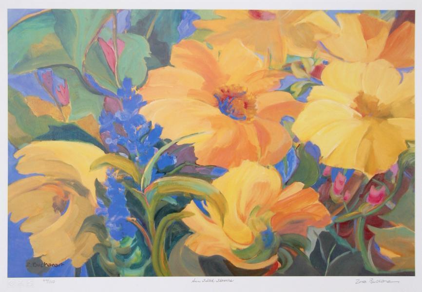Sun Filled Flowers Lithograph | Zora Buchanan,{{product.type}}