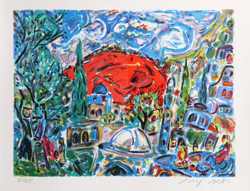 Sunrise over Jerusalem Lithograph | Amos Yaskil,{{product.type}}