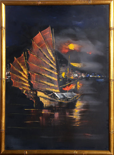 Sunset Sailboat in Harbor Acrylic | Unknown Artist,{{product.type}}