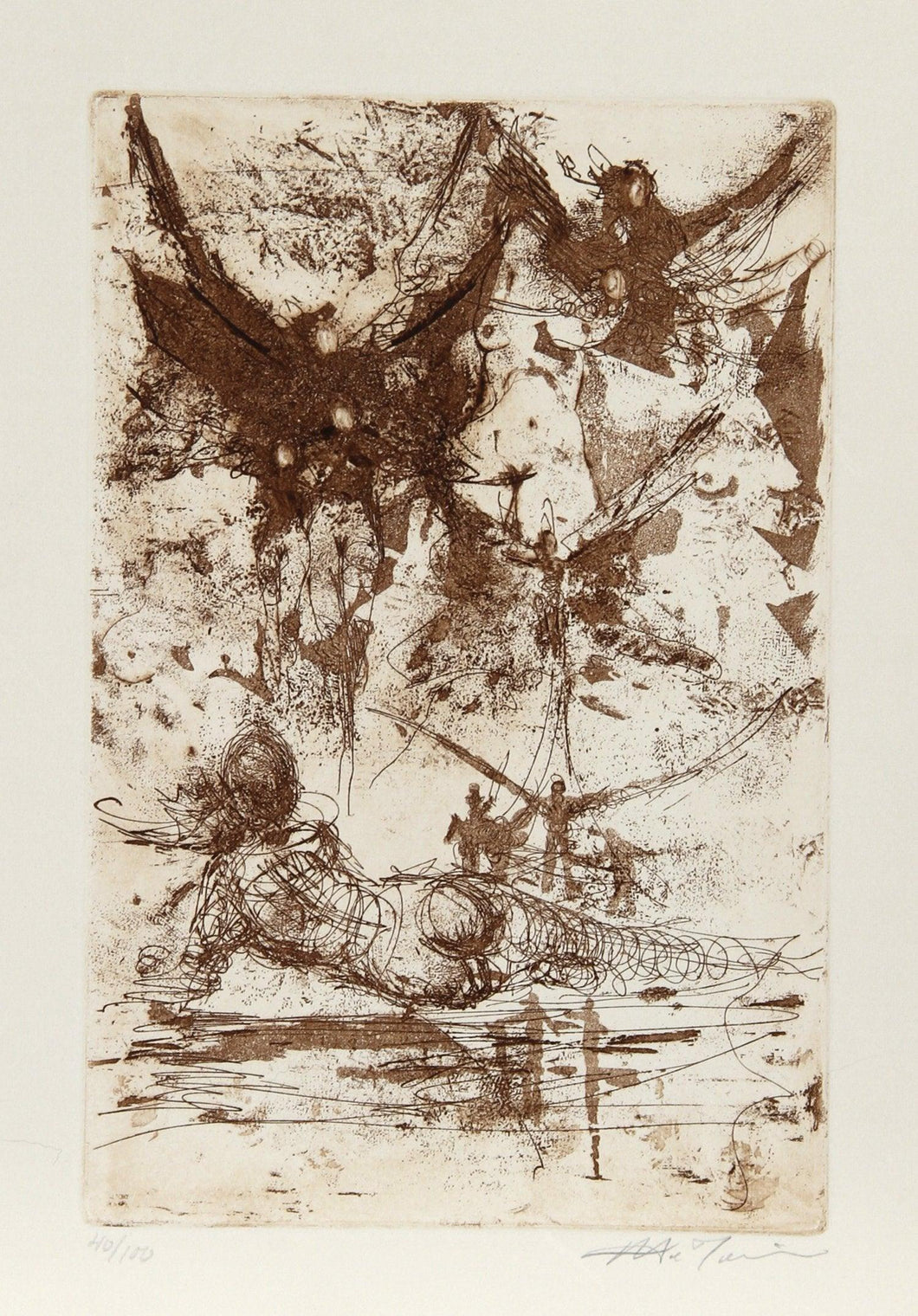 Surrealist Scene with Nudes Etching | Unknown Artist,{{product.type}}