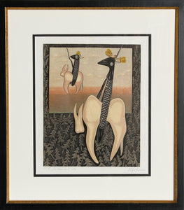 Surrealist Teeth in Polo Scene Lithograph | Unknown Artist,{{product.type}}