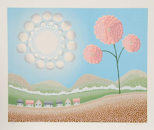 Tall Pink Flower and Sun Screenprint | Ivan Rabuzin,{{product.type}}