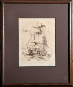 Tall Ship Etching | Unknown Artist,{{product.type}}
