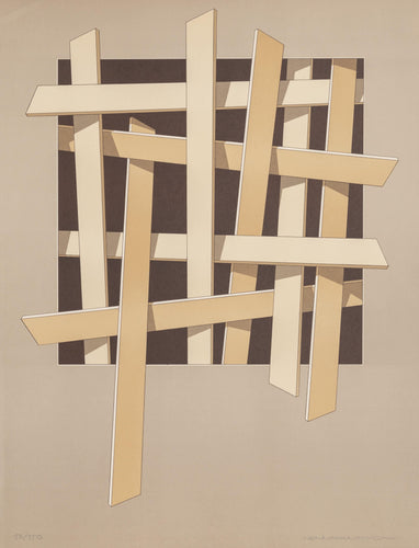 Tan and Brown Composition lithograph | Lennart Nyström,{{product.type}}