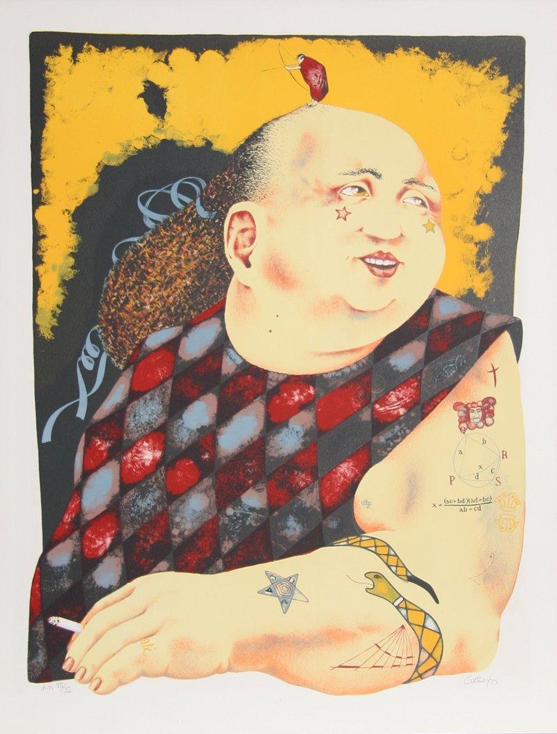 Tattoo Harlequin from the Limestoned Portfolio Lithograph | Dennis Geden,{{product.type}}