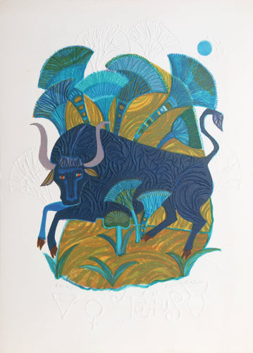Taurus from the Zodiac of Dreams Series Lithograph | Judith Bledsoe,{{product.type}}