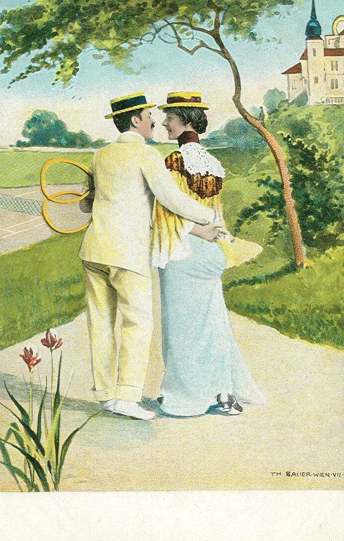 Tennis Couple Embracing Ephemera | Unknown Artist,{{product.type}}