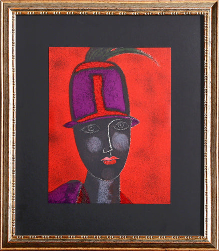 Testa con Cappello Rosso Lithograph | Franco Gentilini,{{product.type}}