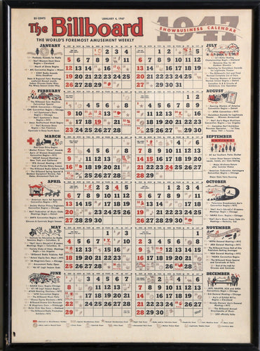 The Billboard - Show Business Calendar Poster | Unknown Artist,{{product.type}}