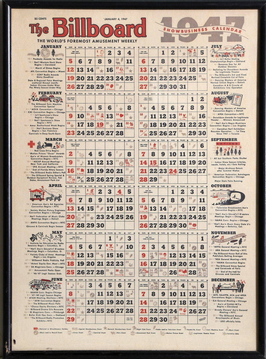 The Billboard - Show Business Calendar Poster | Unknown Artist,{{product.type}}