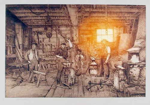 The Blacksmith Shop Etching | Roy Purcell,{{product.type}}