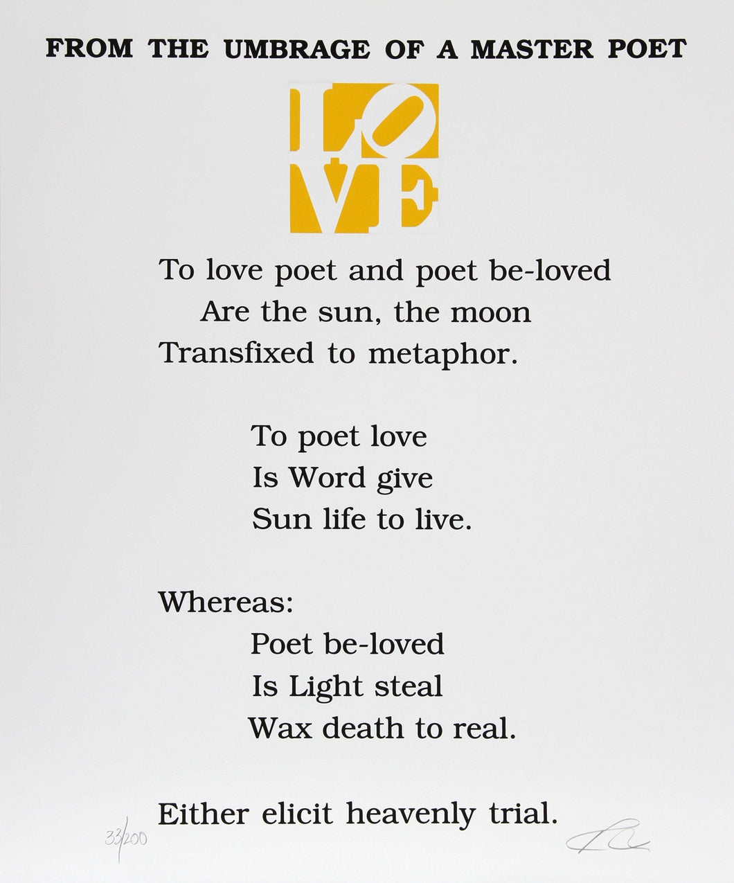 The Book of Love Poem - From the Umbrage of a Master Poet Screenprint | Robert Indiana,{{product.type}}