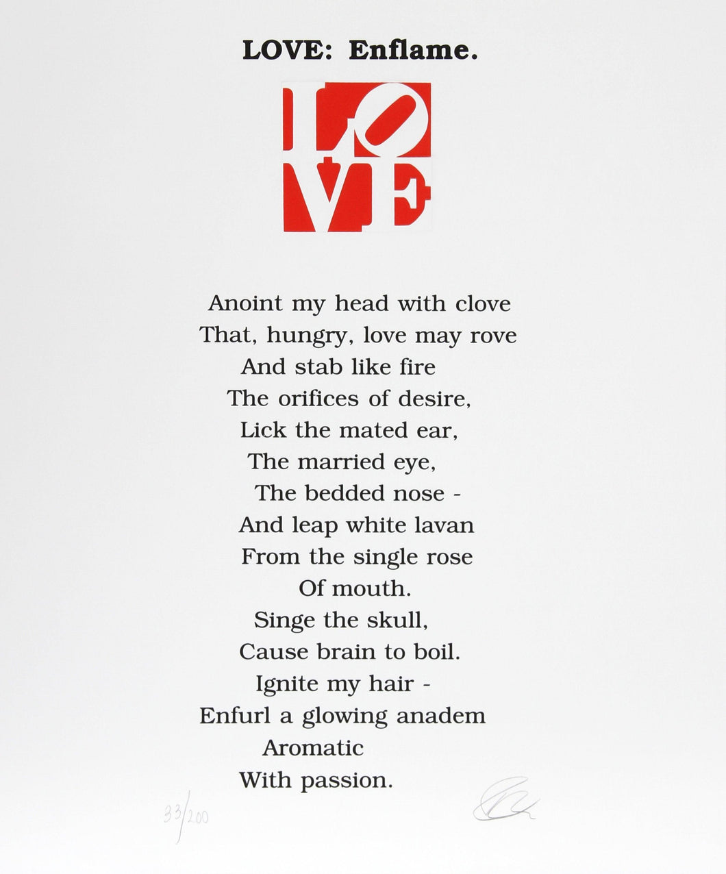 The Book of Love Poem - LOVE: Enflame. Screenprint | Robert Indiana,{{product.type}}