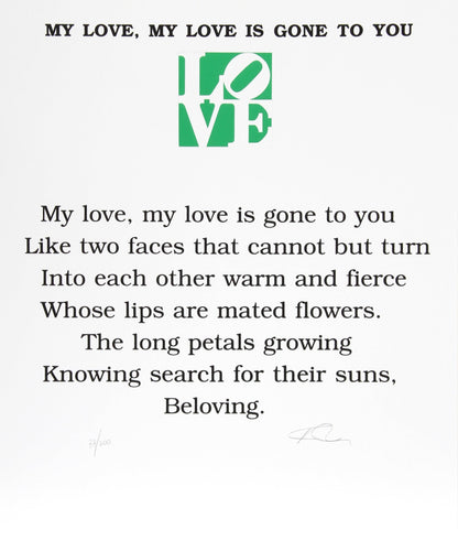 The Book of Love Poem - My Love, My Love is Gone to You Screenprint | Robert Indiana,{{product.type}}