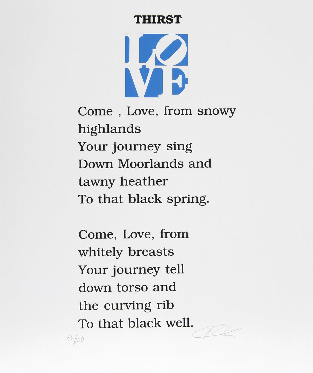 The Book of Love Poem - Thirst Screenprint | Robert Indiana,{{product.type}}