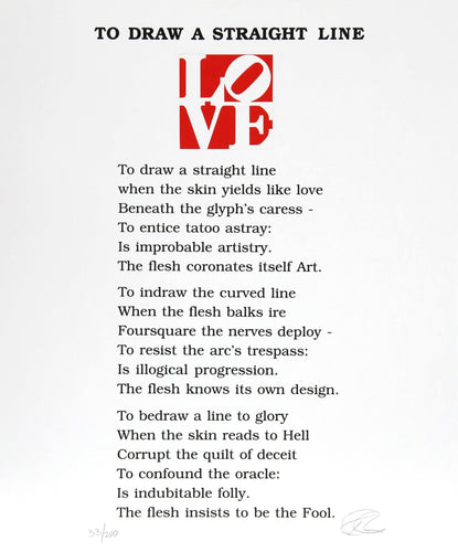 The Book of Love Poem - To Draw a Straight Line Screenprint | Robert Indiana,{{product.type}}